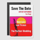 の夏結婚ビーチレトロポスター日付を保存 マグネット招待状 (正面/裏面)