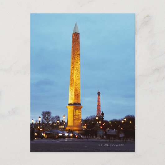 の夕暮れのスカイラインで'Place de la Concorde'と ポストカード (正面)