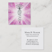 *~*の夢のハートのはすグリッターはヨガの霊気を放射します スクエア名刺 (正面/裏面)