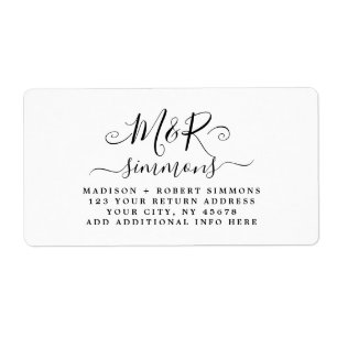 の大き結婚なモノグラムのスクリプト差出人住所 ラベル