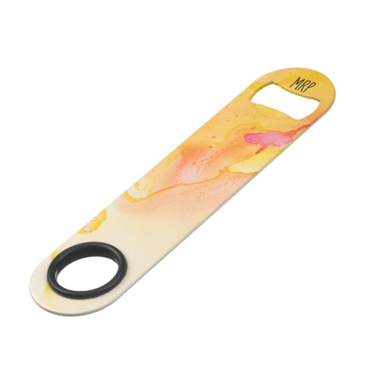 *~*の大理石の水彩画の金ゴールドの明るい赤紫色の黄色 スピード栓抜き (正面アングル)