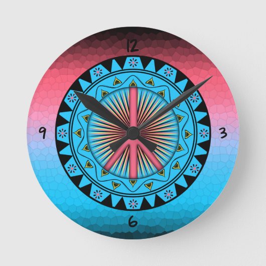 ～の太陽の丸い時計を平和にする ラウンド壁時計 (正面)