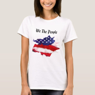 *~*の女性の私達人々の米国旗の水彩画 Tシャツ