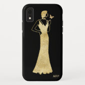 *~*の女性の蝶アールデコの新しいの金ゴールドのグリッター Case-Mate iPhoneケース (裏面)