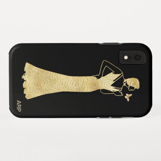 *~*の女性の蝶アールデコの新しいの金ゴールドのグリッター Case-Mate iPhoneケース (裏面(横))