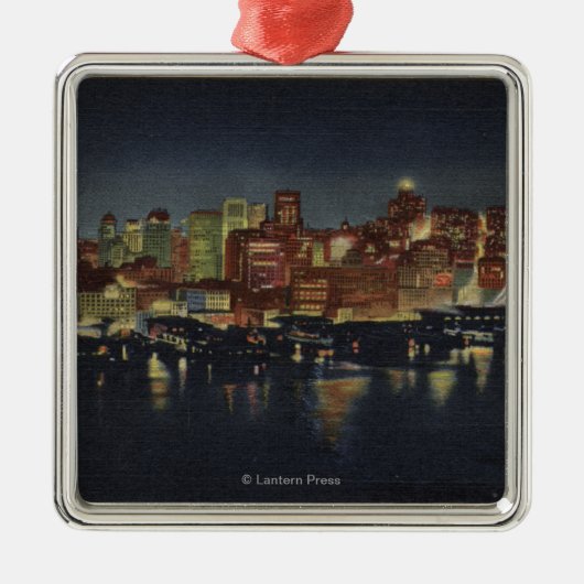 "の女王都市の夜スカイライン メタルオーナメント (正面)