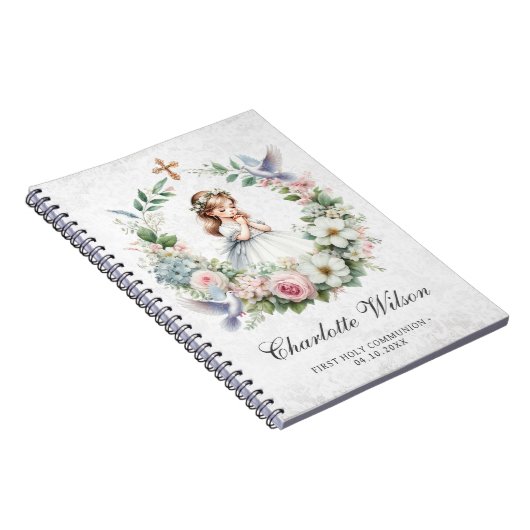 の女祈の子ホワイトダブズフローラファーストコミュニオン ノートブック (右側)