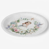 の女祈の子ホワイトダブズフローラファーストコミュニオン ペーパープレート (アングル)