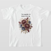 "の娘" ヴィンテージ フラワー ファミリー キッズ Tシャツ (レイダウン)