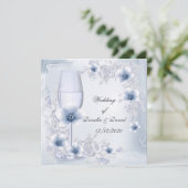 の婚約結婚またはアニバーサリーブルーシルバー 招待状 (スタンド正面)