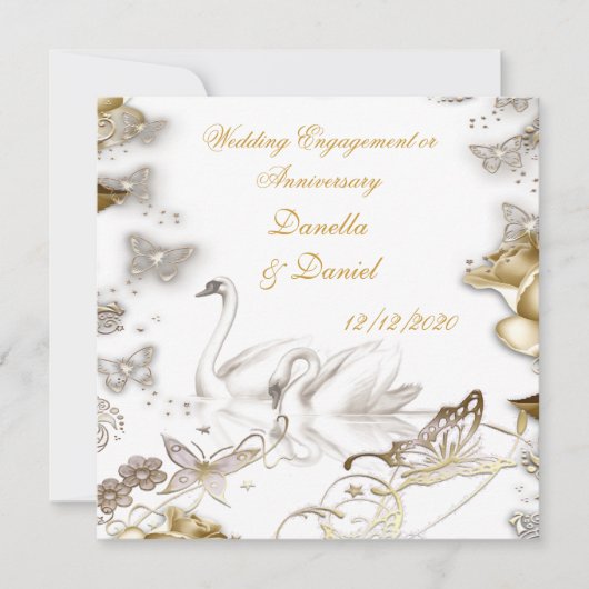 の婚約結婚またはアニバーサリーホワイトセピア 招待状 (正面)