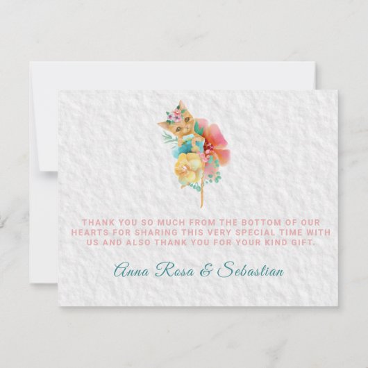 *~*の子ネコの手紙のパステル調のベビーシャワーは感謝していしています サンキューカード (裏面)