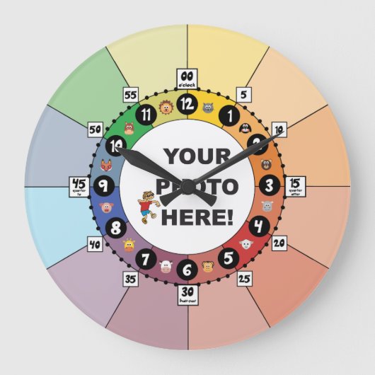 の学時子供へ計 ラージ壁時計 (正面)