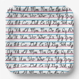 の学筆記体の手書き新学期 ペーパープレート