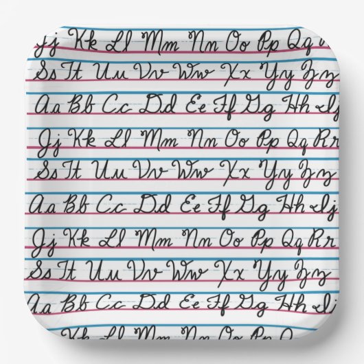 の学筆記体の手書き新学期 ペーパープレート (正面)