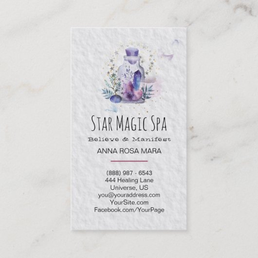 *~*の宇宙は空の水晶のメーソンジャーの宇宙を主演します 名刺 (裏面)