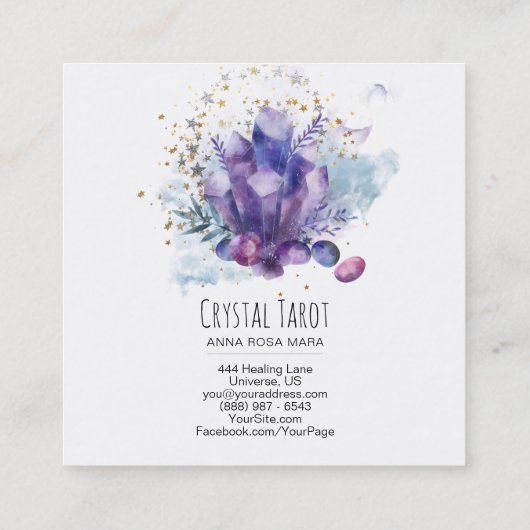 *~*の宇宙は霊魂宇宙水晶のタロットを主演します スクエア名刺 (裏面)