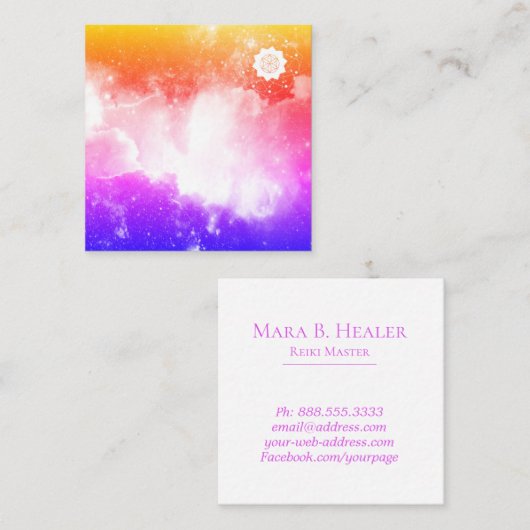 *~*の宇宙ピンクのラベンダーのモモの銀河系の星雲 スクエア名刺 (正面/裏面)