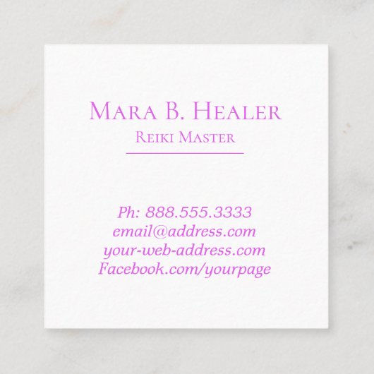 *~*の宇宙ピンクのラベンダーのモモの銀河系の星雲 スクエア名刺 (裏面)