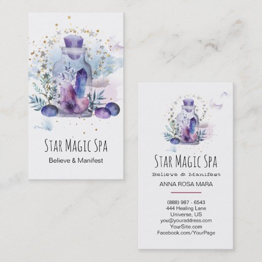 *~*の宇宙宇宙は空の水晶のメーソンジャーを主演します 名刺 (正面/裏面)