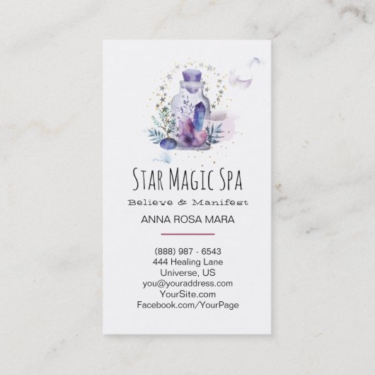 *~*の宇宙宇宙は空の水晶のメーソンジャーを主演します 名刺 (裏面)