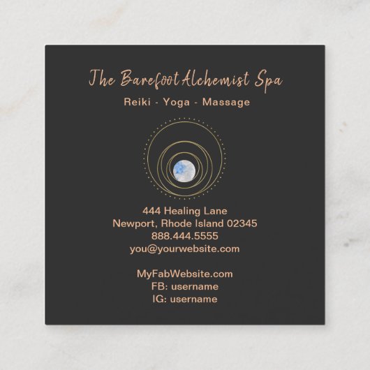 *~*の宇宙幾何学的なBohoの金ゴールドの神聖な幾何学 スクエア名刺 (裏面)