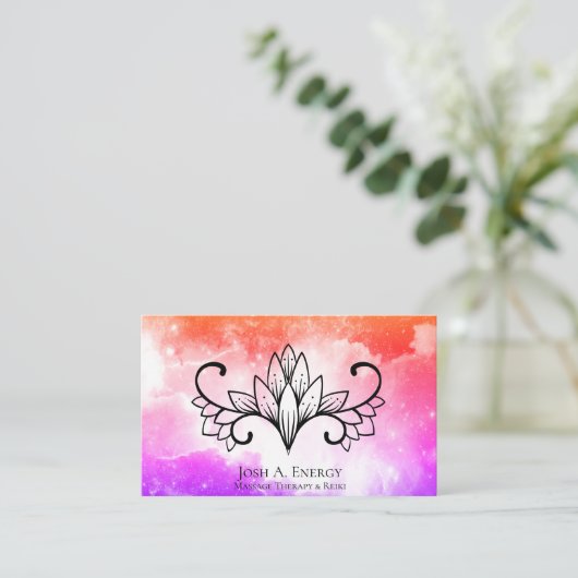 *~*の宇宙星雲のはすGalaxのピンクの紫色 名刺 (スタンド正面)