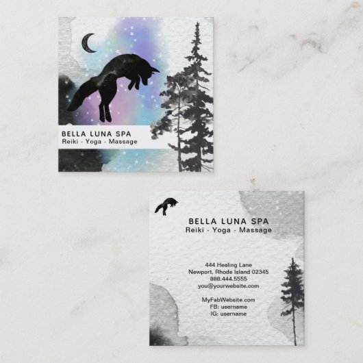 *~*の宇宙月の跳躍のキツネの虹のシャーマン スクエア名刺 (正面/裏面)