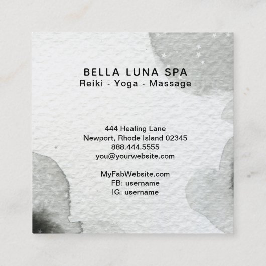 *~*の宇宙月の遠ぼえのオオカミの虹のシャーマン スクエア名刺 (裏面)