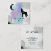 *~*の宇宙月の遠ぼえのオオカミの虹のシャーマン スクエア名刺 (正面/裏面)