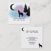 *~*の宇宙月の遠ぼえのオオカミの虹の松の木 スクエア名刺 (正面/裏面)