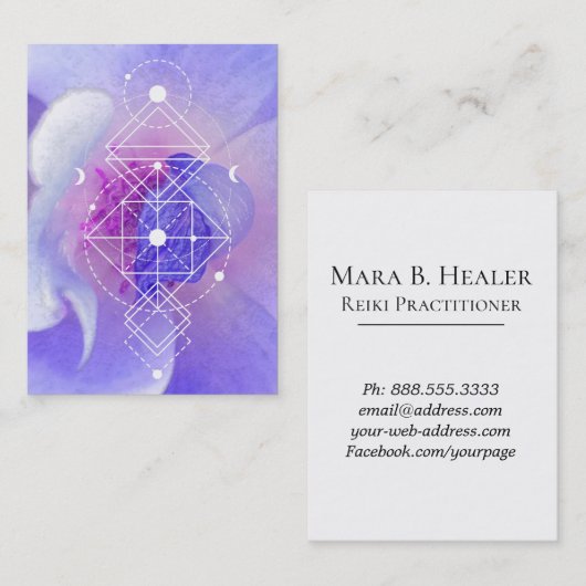 *~*の宇宙月の青のバラの神聖な幾何学 名刺 (正面/裏面)
