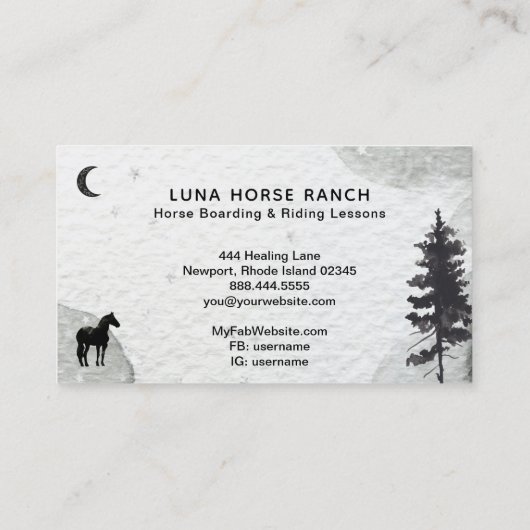 *~*の宇宙月の馬牧場は虹のシャーマンを主演します 名刺 (裏面)