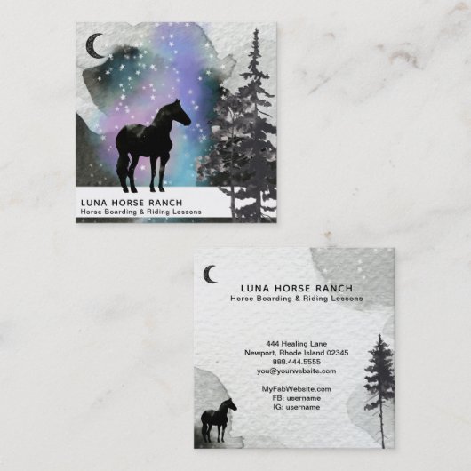 *~*の宇宙月の馬牧場虹はシャーマンを主演します スクエア名刺 (正面/裏面)