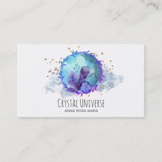 *~*の宇宙水晶金ゴールドの星の宝石用原石の宇宙 名刺 (正面)