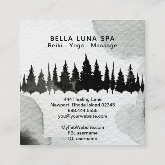 *~*の宇宙遠ぼえのオオカミのマツ山のシャーマン スクエア名刺 (裏面)