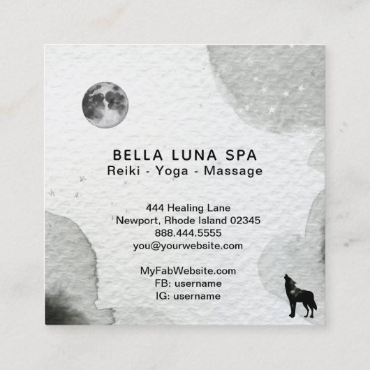 *~*の宇宙遠ぼえのオオカミはシャーマンの月を主演します スクエア名刺 (裏面)