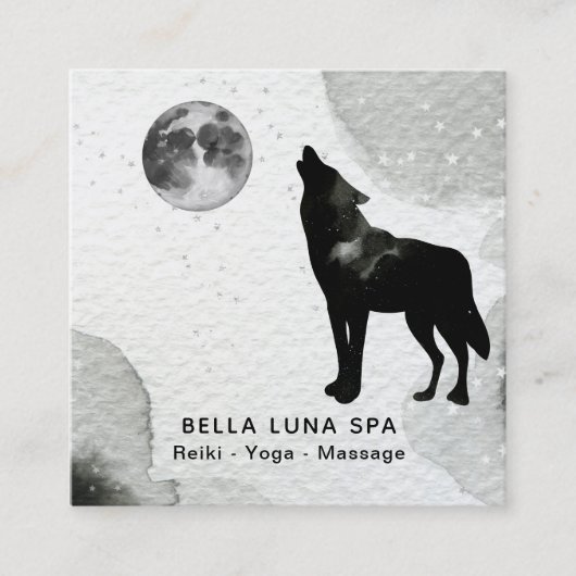 *~*の宇宙遠ぼえのオオカミはシャーマンの月を主演します スクエア名刺 (正面)