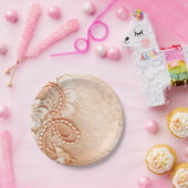 |の完全なモモを結婚する真珠およびレース ペーパープレート (パーティー)