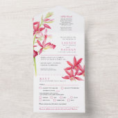 の宝石結婚蘭の水の色の食事RSVP写真 オールインワン招待状 (内側)