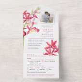 の宝石結婚蘭の水の色の食事RSVP写真 オールインワン招待状 (内側)