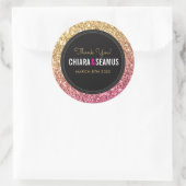 の対結婚印ピンクモダン金ゴールドグリッターブラック ラウンドシール (バッグ)