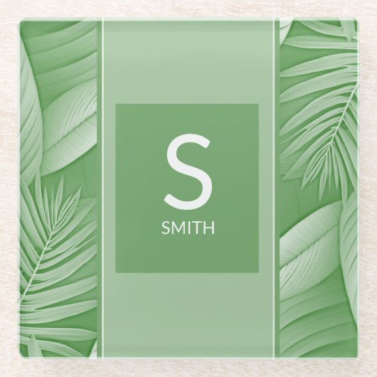 の対結婚対モノグラムのガラスコースター ガラスコースター (正面)