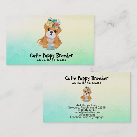 *~*の小犬の繁殖動物の歩行者のデイケア 名刺 (正面/裏面)