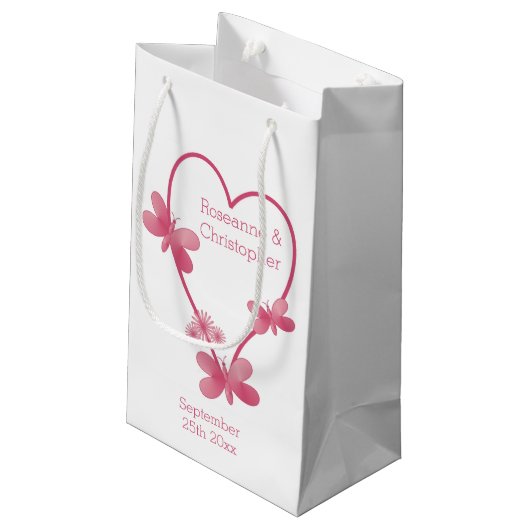 の小結婚抱き枕ピンクのハートと蝶 スモールペーパーバッグ (裏面アングル)