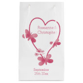の小結婚抱き枕ピンクのハートと蝶 スモールペーパーバッグ (正面)