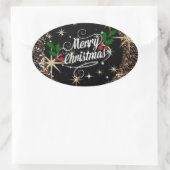 の幻惑クリスマスの挨拶、輝き 楕円形シール (バッグ)