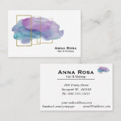 *~*の幾何学的でガーリーな金ゴールドの紫色のマゼンタの水彩画 名刺 (正面/裏面)