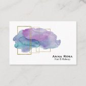 *~*の幾何学的でガーリーな金ゴールドの紫色のマゼンタの水彩画 名刺 (正面)