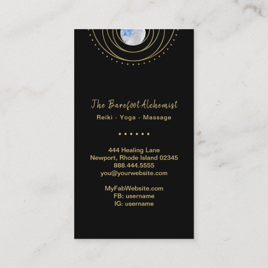 *~*の幾何学的な宇宙神聖な幾何学のBohoの金ゴールド 名刺 (裏面)